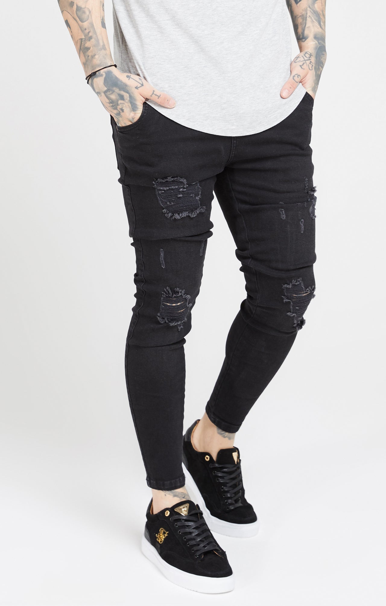 Black Washed Essential Distressed Skinny Jean (1)