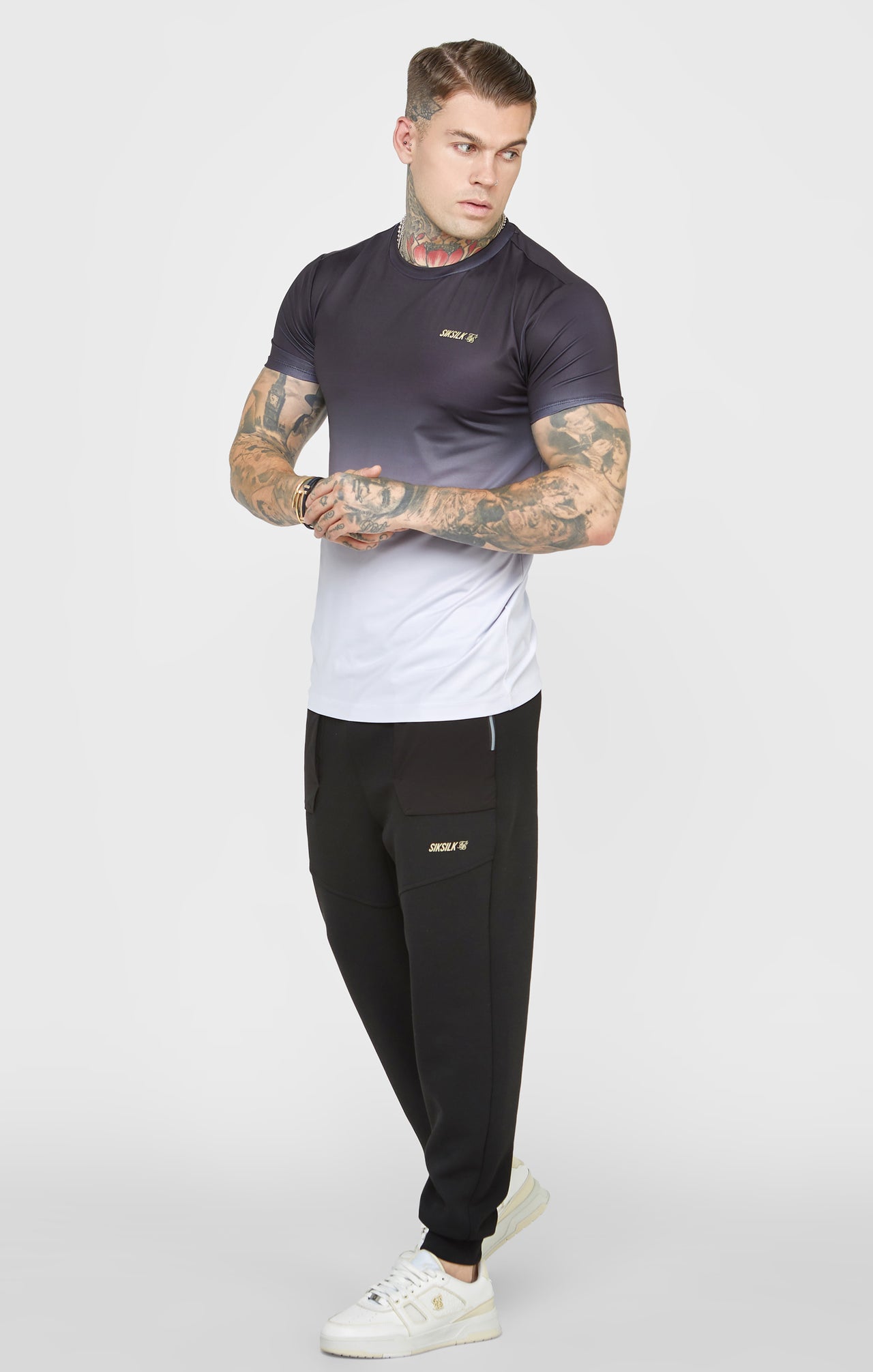 Black Sports Fade Muscle Fit T-Shirt (2)