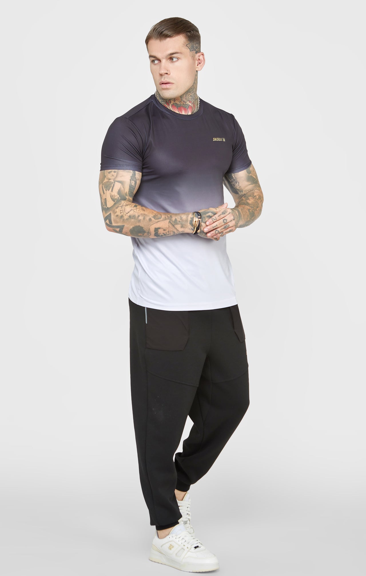 Black Sports Fade Muscle Fit T-Shirt (3)