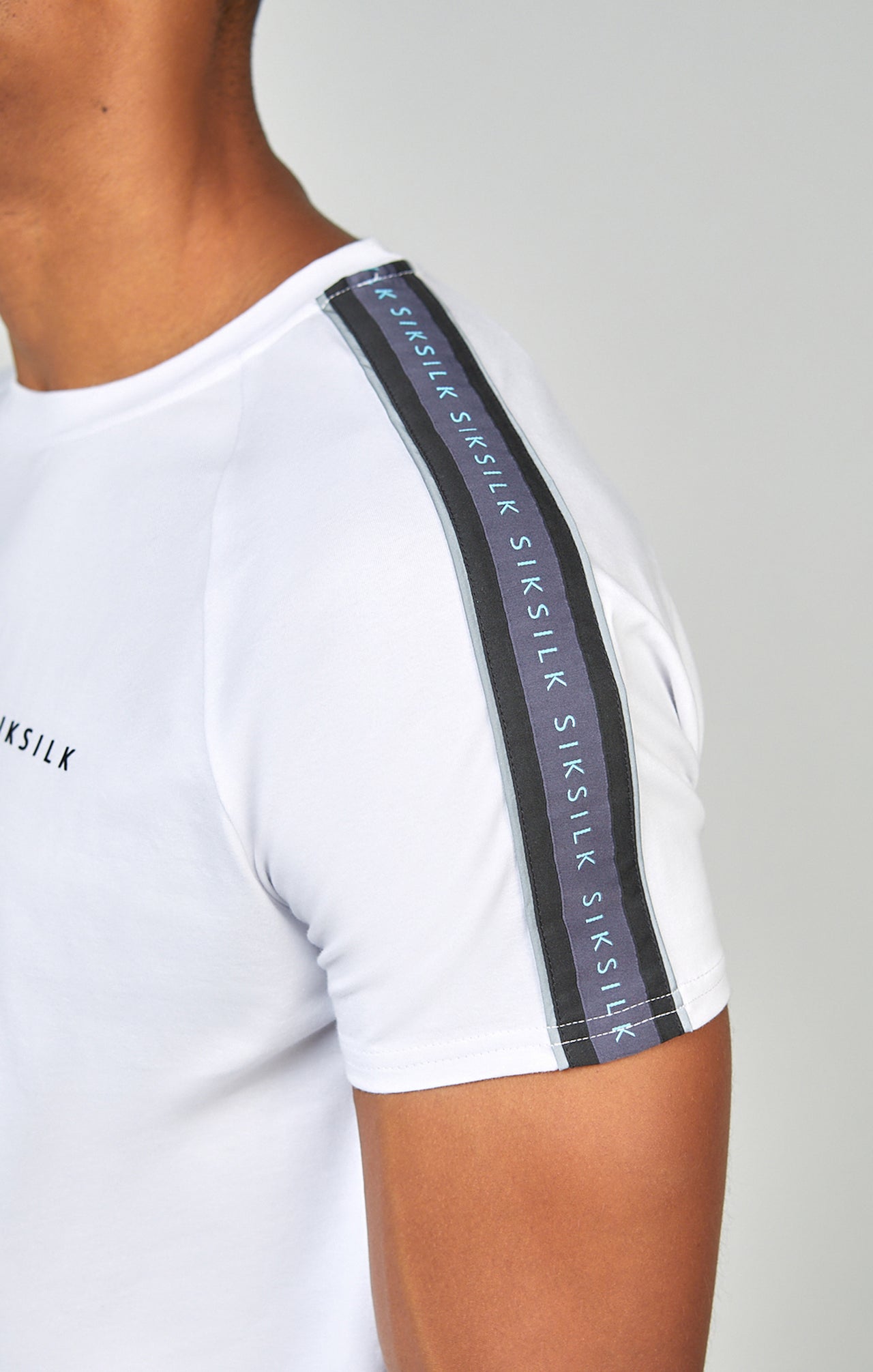 White Raglan Tape Muscle Fit T-Shirt (3)