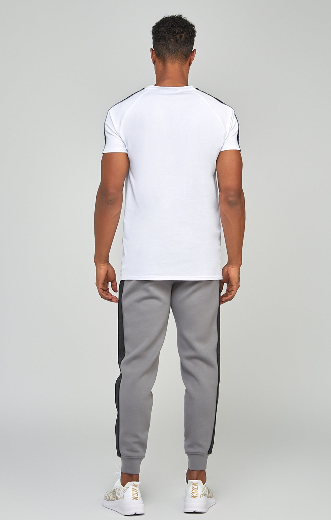 White Raglan Tape Muscle Fit T-Shirt (4)