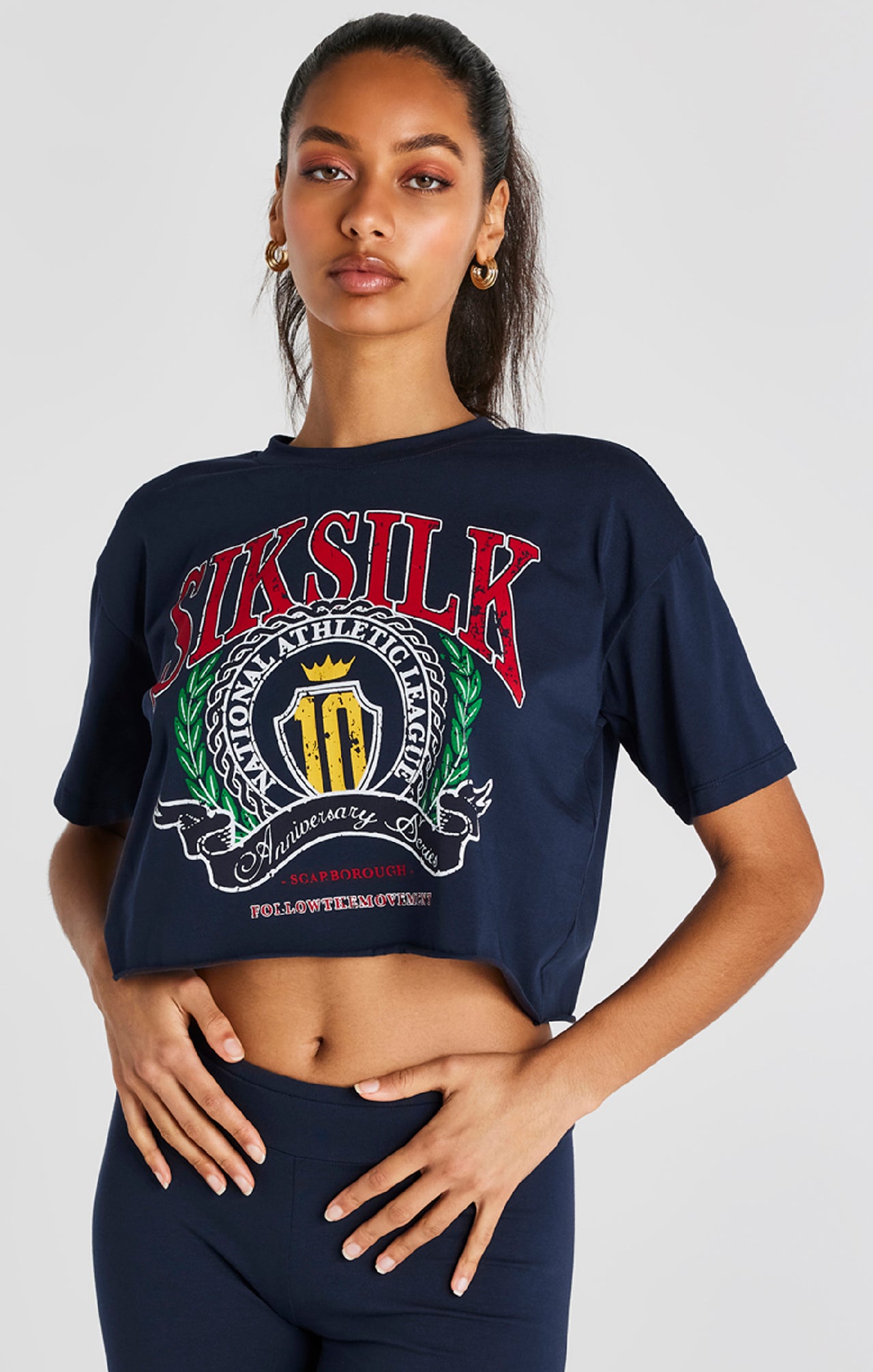 Navy Crop Varsity T-Shirt (1)