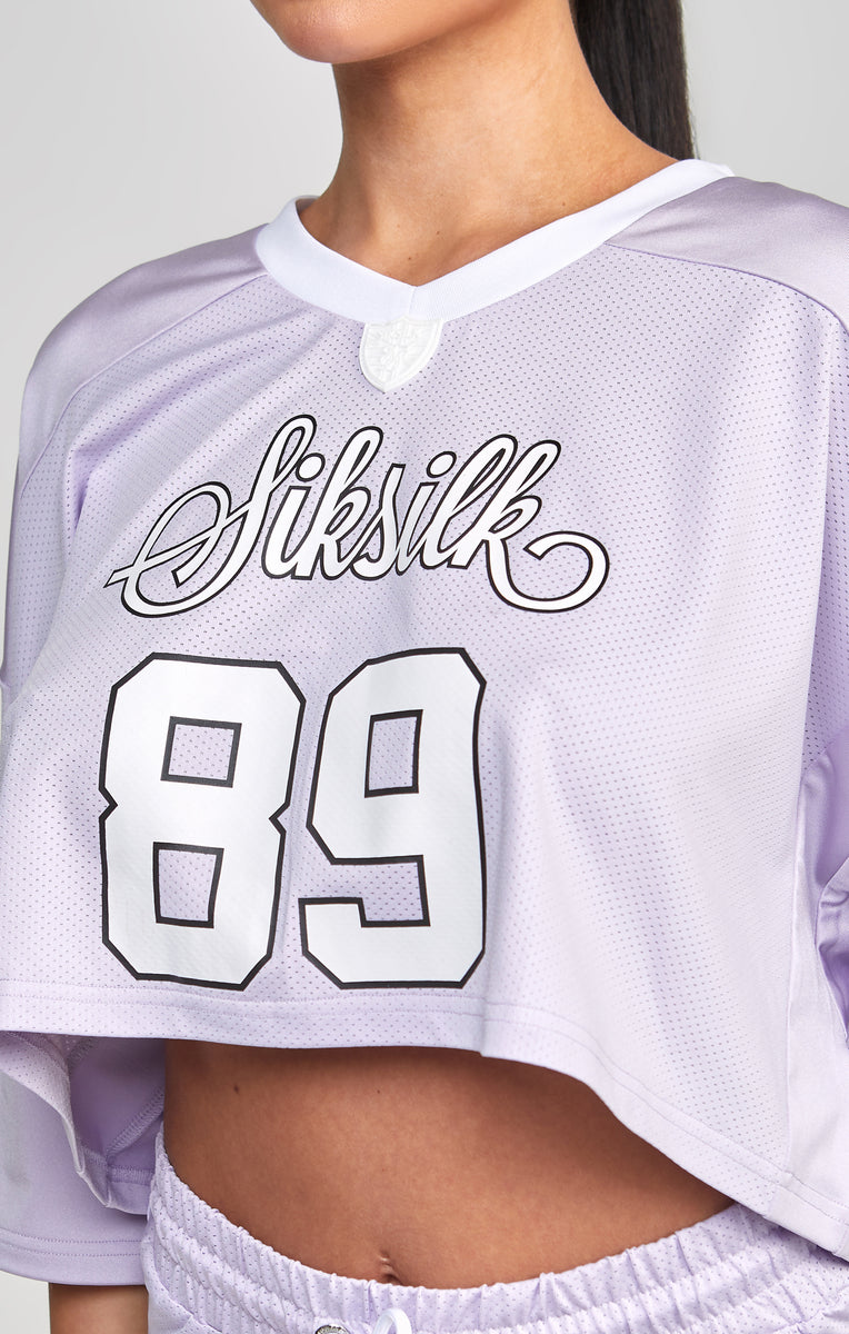 Zemeta Cropped Football Jersey Top With Angelic Text-white