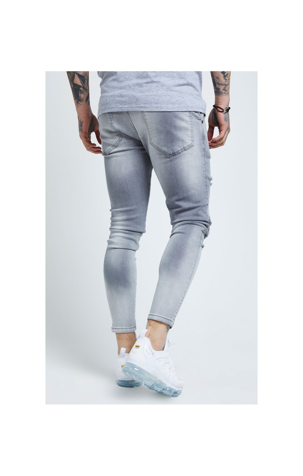 SikSilk Distressed Skinny Jeans – Washed Grey (1)