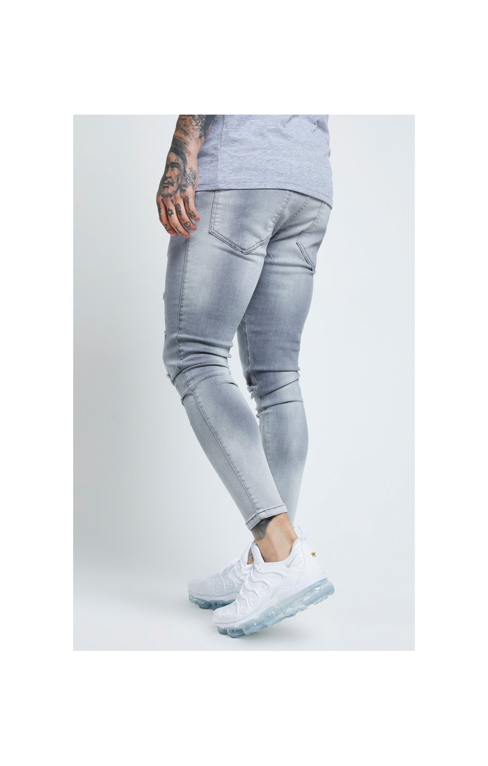 SikSilk Distressed Skinny Jeans – Washed Grey (2)