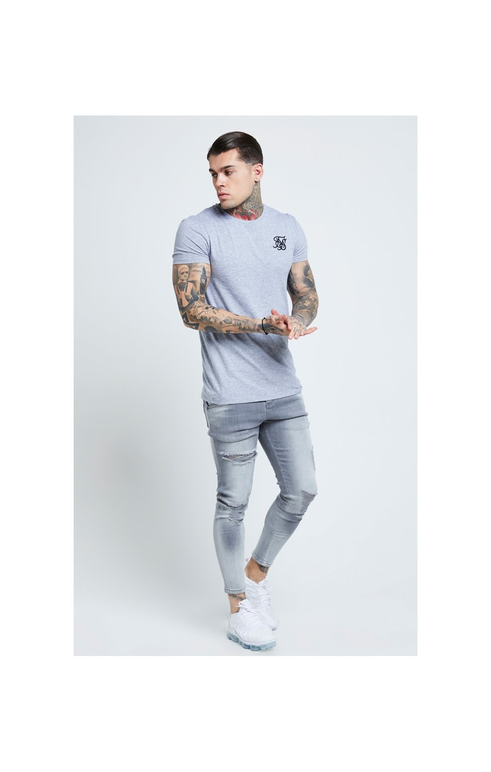 SikSilk Distressed Skinny Jeans – Washed Grey (3)