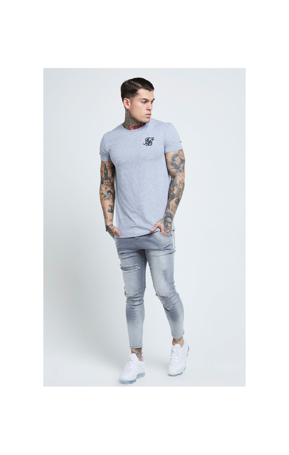 SikSilk Distressed Skinny Jeans – Washed Grey (5)