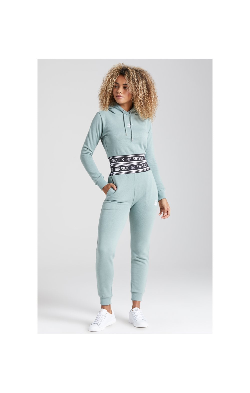SikSilk Logo Ribbed Track Top - Sage (2)