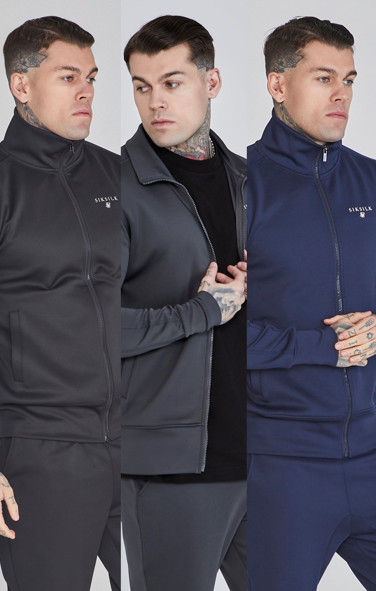 Essentials Poly Track Top Bundle Black/Grey/Navy