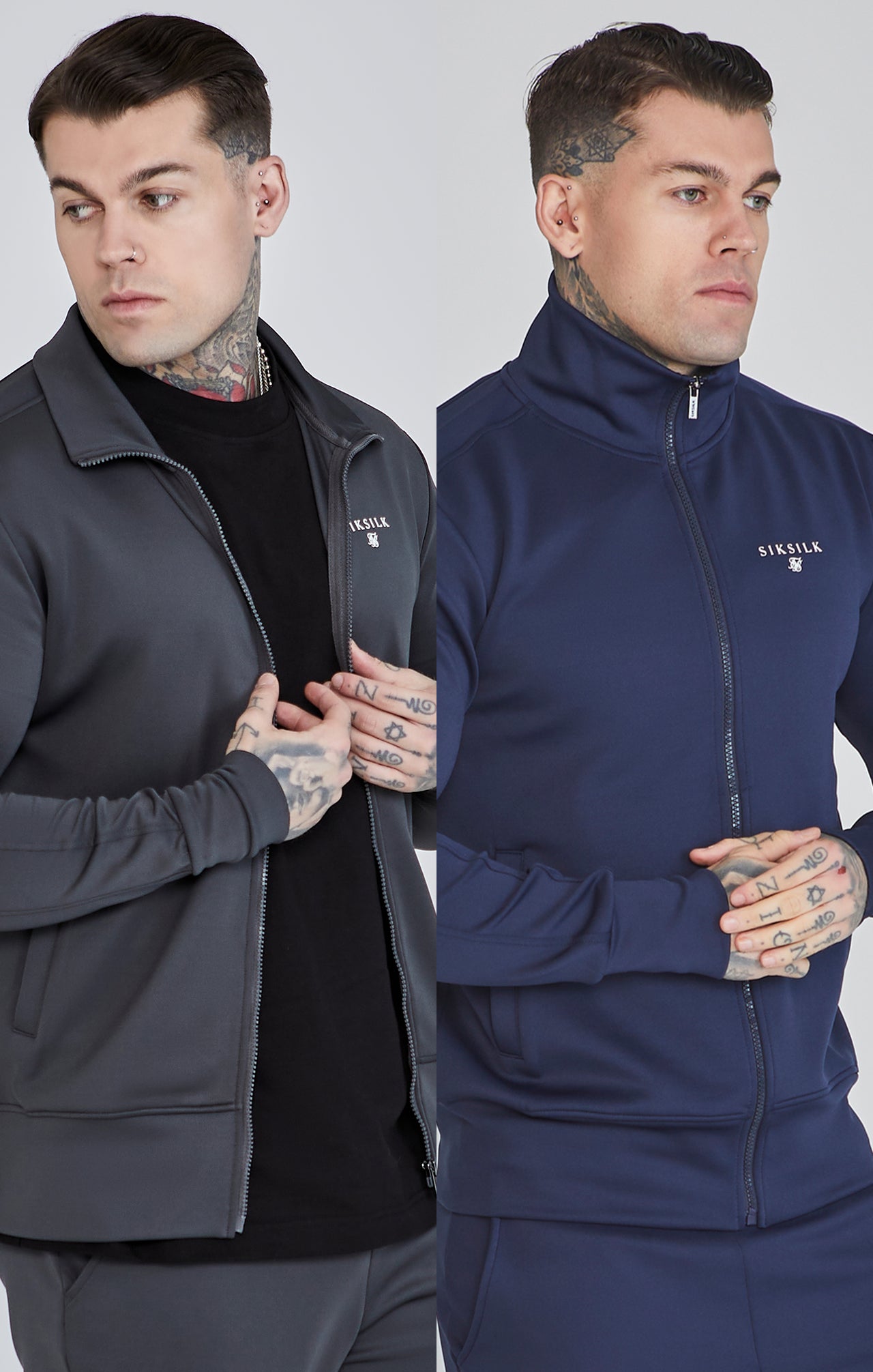 Essentials Poly Track Top Bundle Grey/Navy