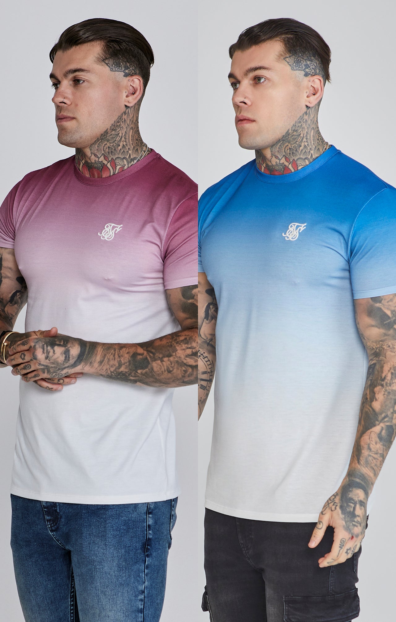 White Fade T-Shirt Bundle Red/Blue