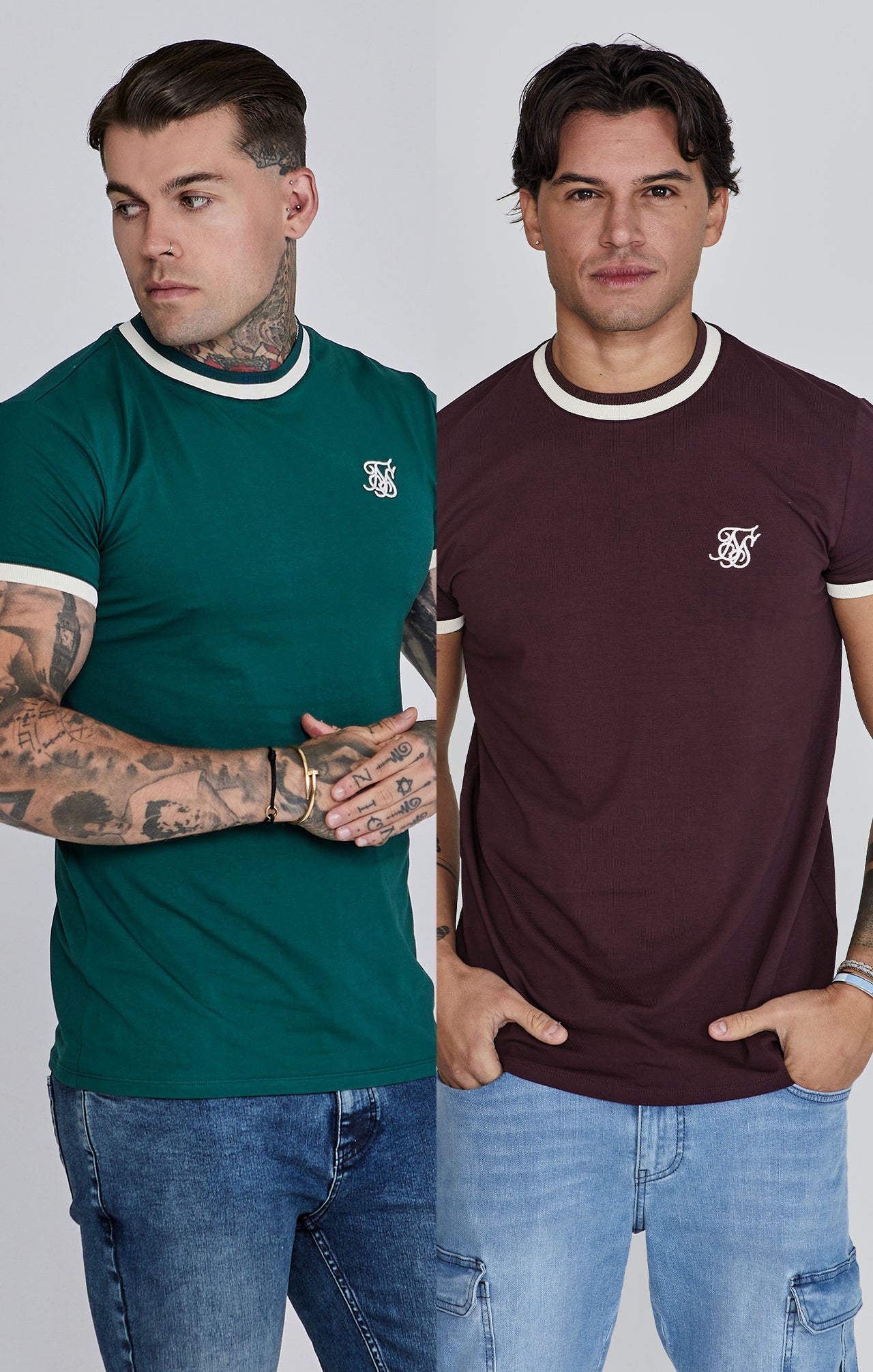 Ringer T-Shirt Bundle Green/Burgundy