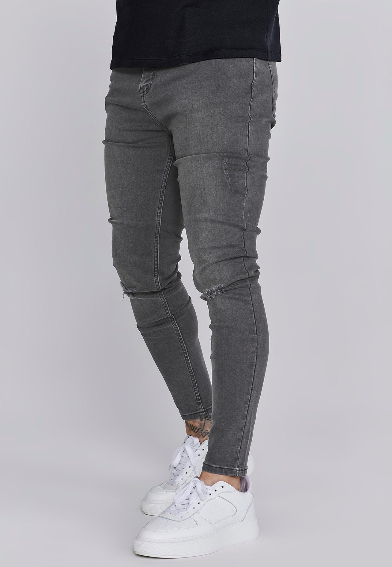 Grey Distressed Skinny Jeans