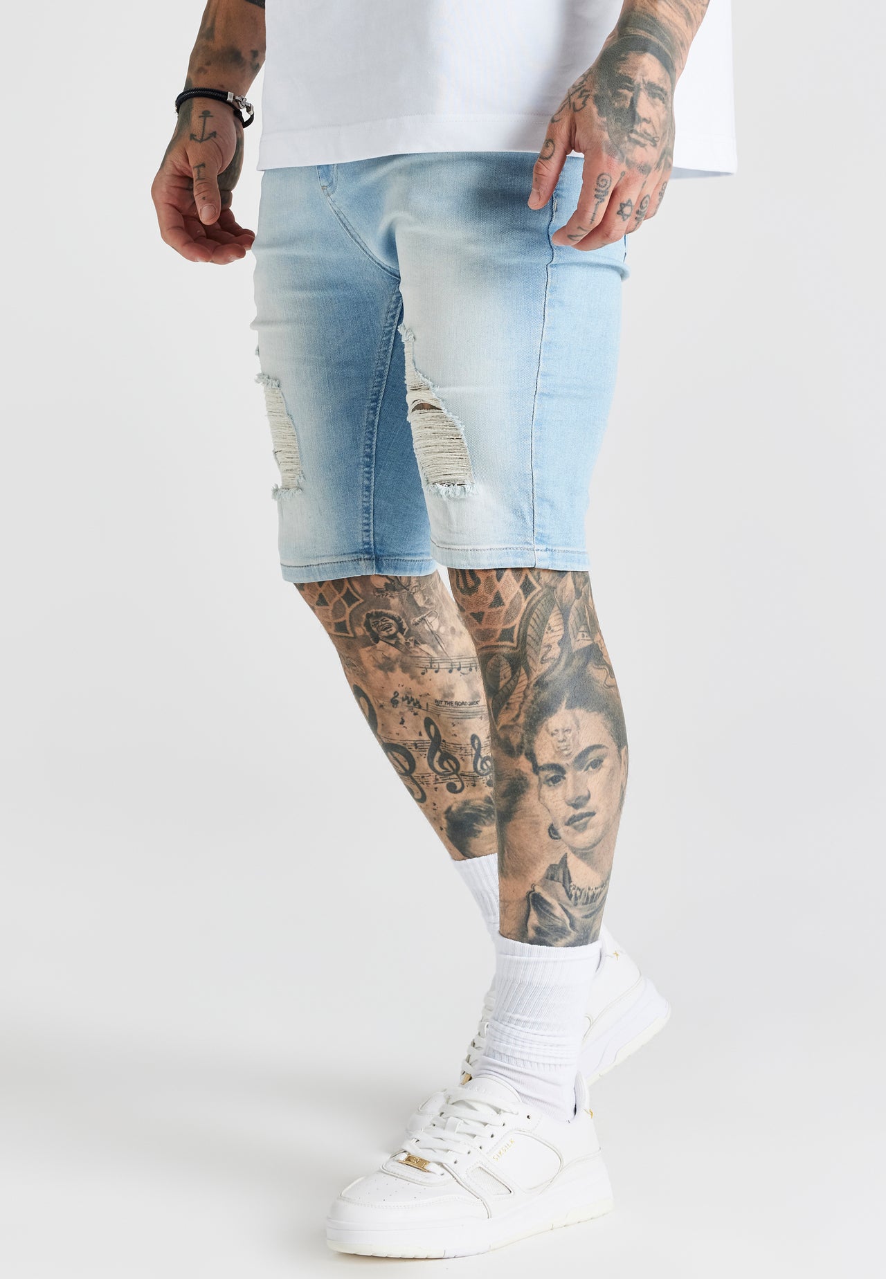 Blue Distressed Denim Short