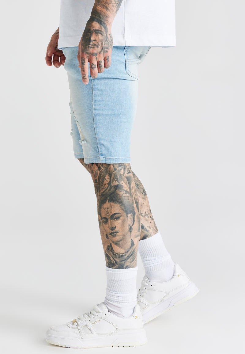Blue Distressed Denim Short (1)