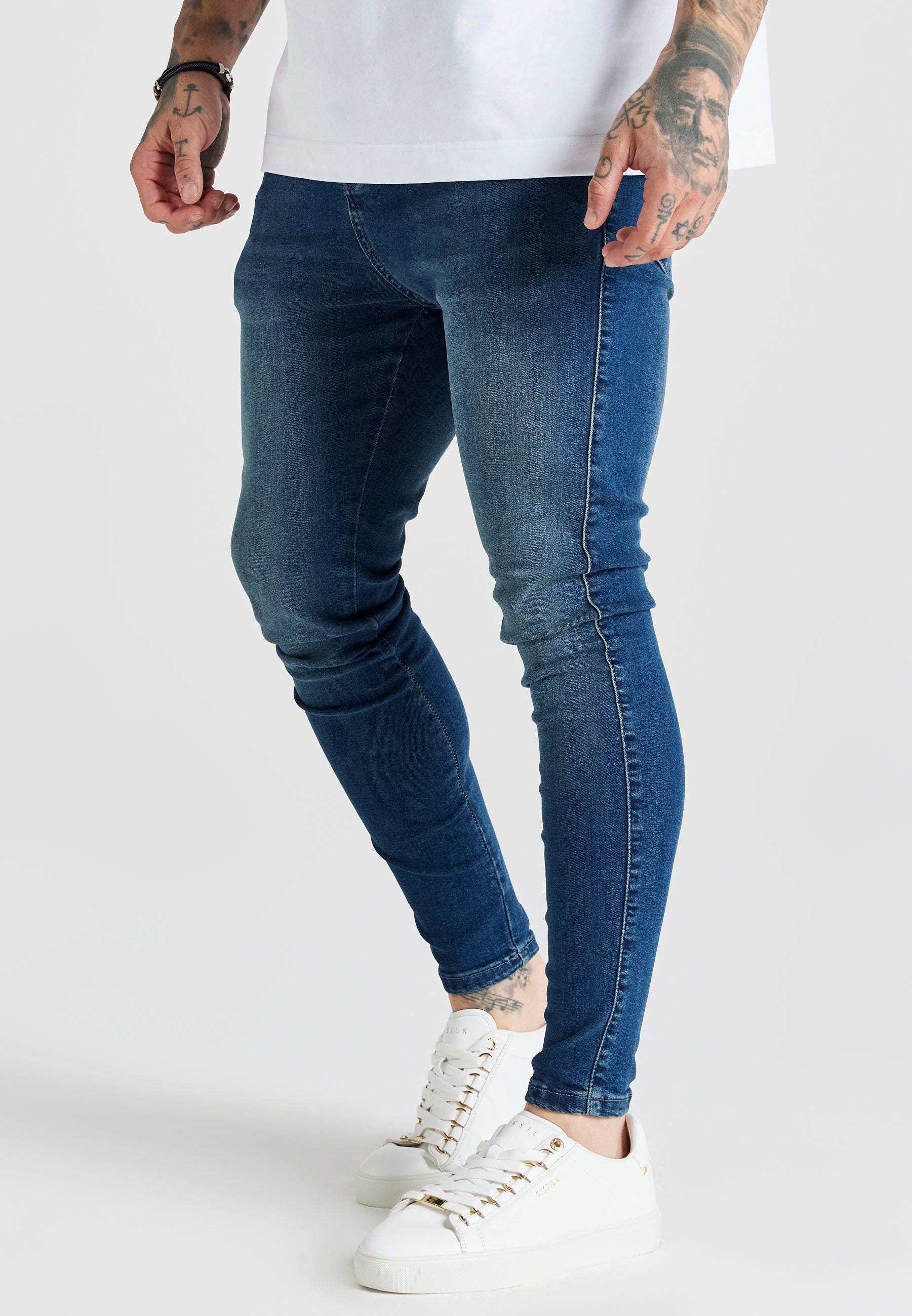 SikSilk Men's Blue Washed Skinny Jean SikSilk AU