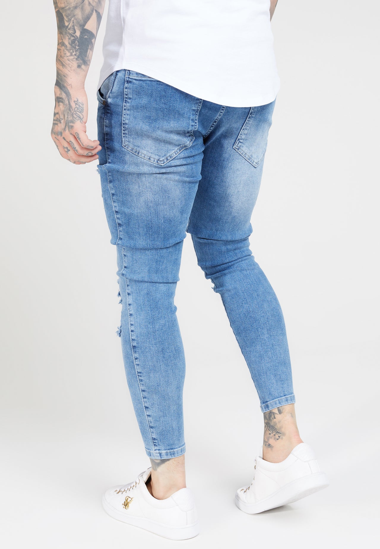 Blue Mid Wash Essential Distressed Skinny Jean (3)