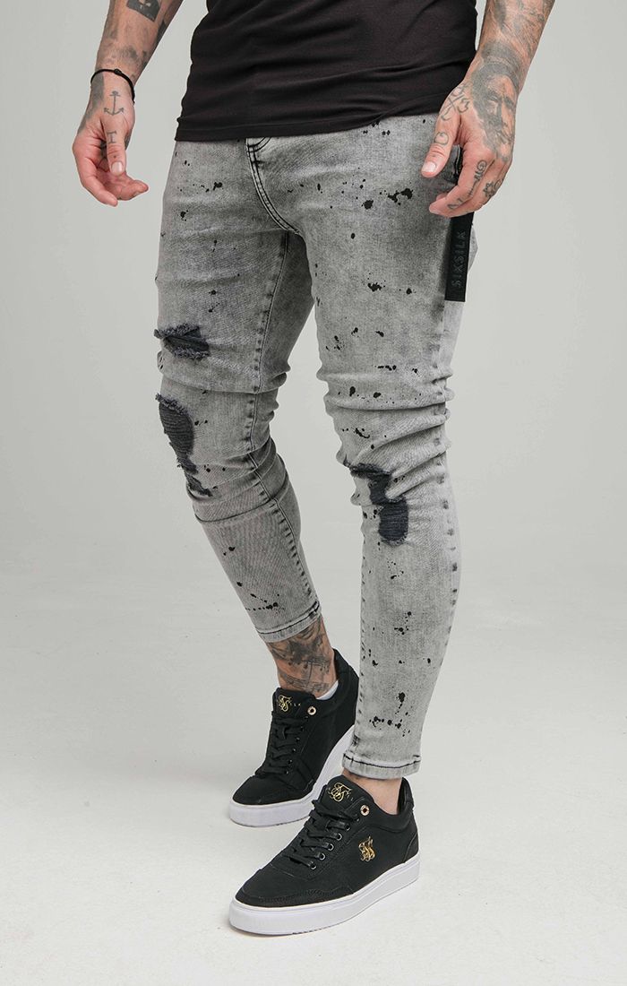 Grey Distressed Flight Jean