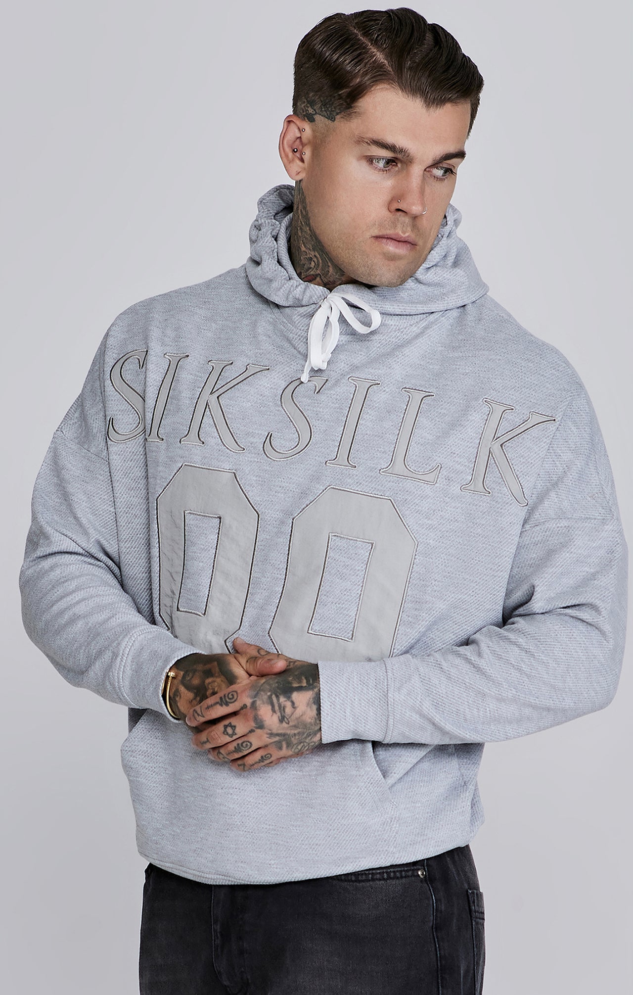 SikSilk Elite Textured 89 Hoodie - Grey Marl