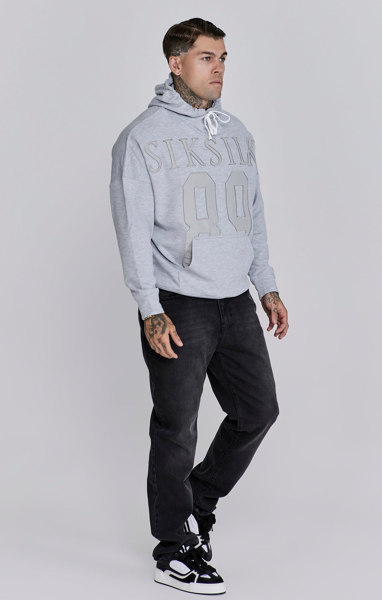 SikSilk Elite Textured 89 Hoodie - Grey Marl (3)