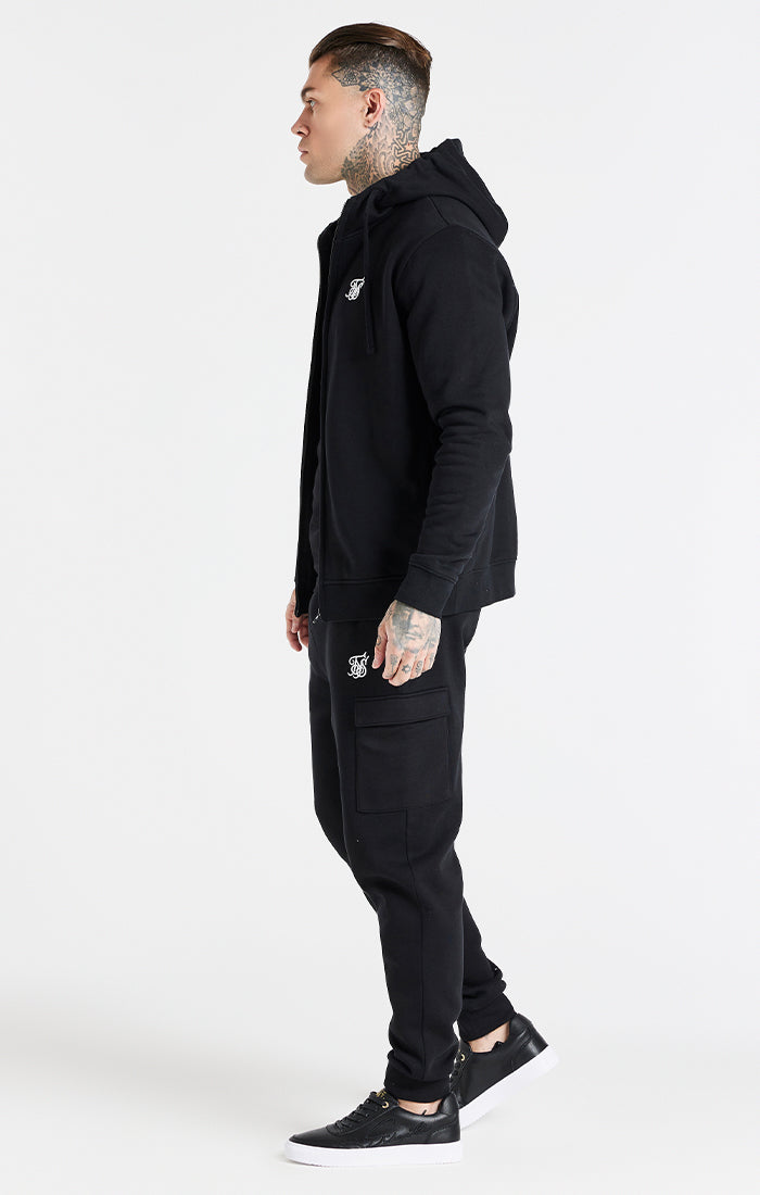 Black Essential Cargo Fleece Jogger (4)