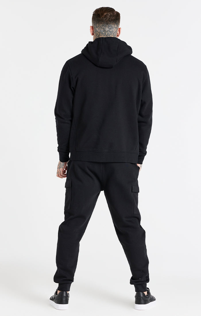 Black Essential Cargo Fleece Jogger (5)