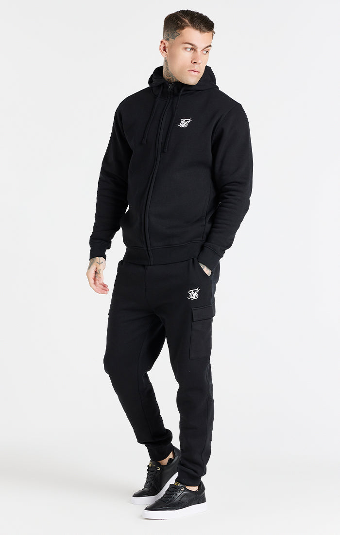 Black Essential Cargo Fleece Jogger (3)