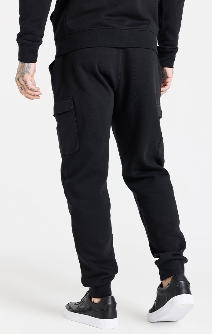 Black Essential Cargo Fleece Jogger (2)