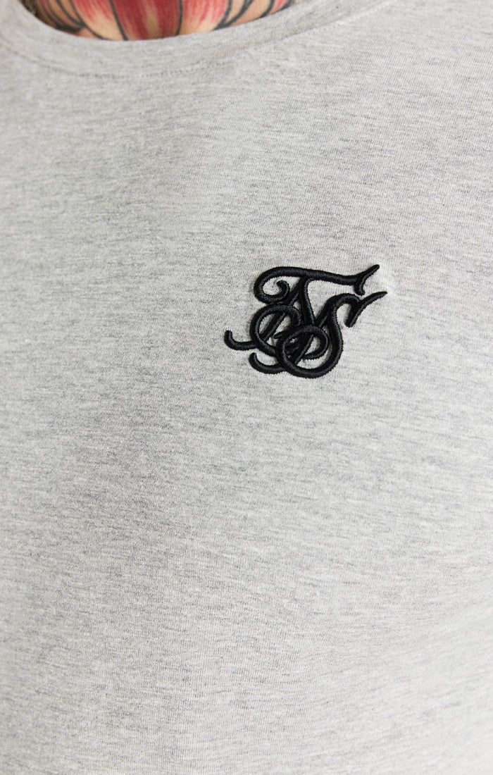 Grey Marl Essential Long Sleeve Muscle Fit T-Shirt (1)