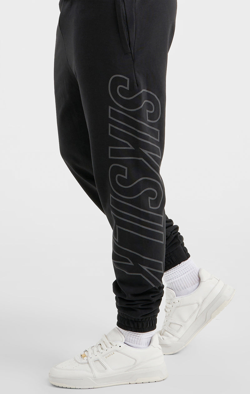 Black Sports Relaxed Fit Large Branding Pant