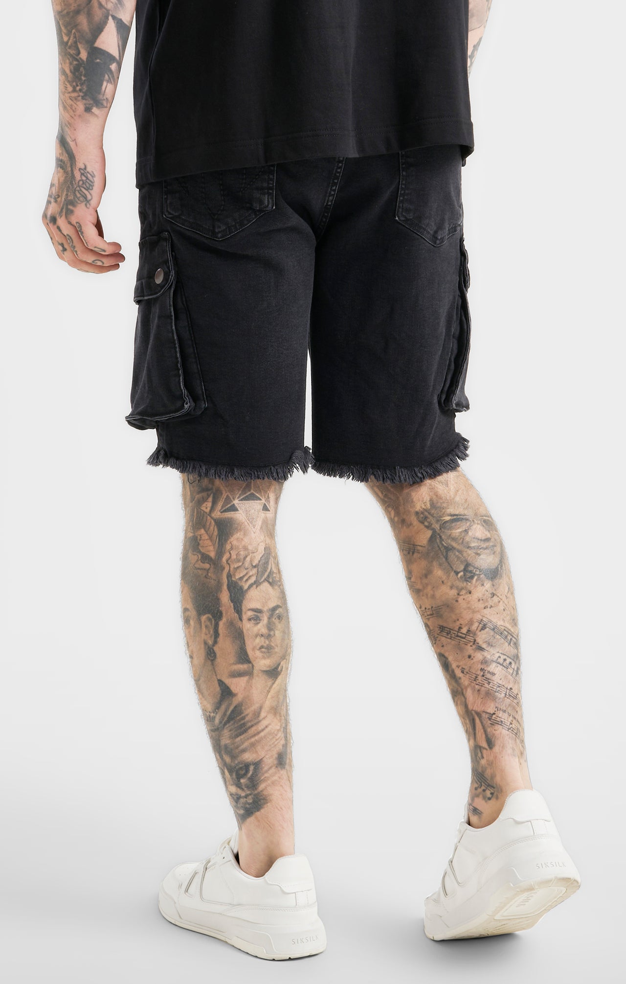 Messi x SikSilk Black Cargo Denim Short (3)