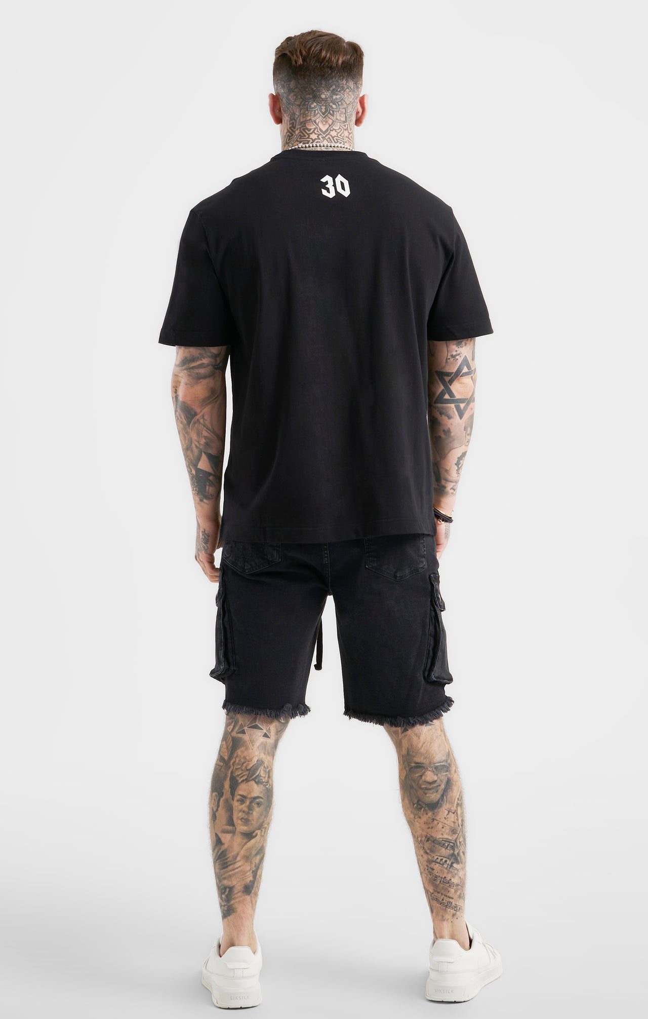 Messi x SikSilk Black Cargo Denim Short (4)