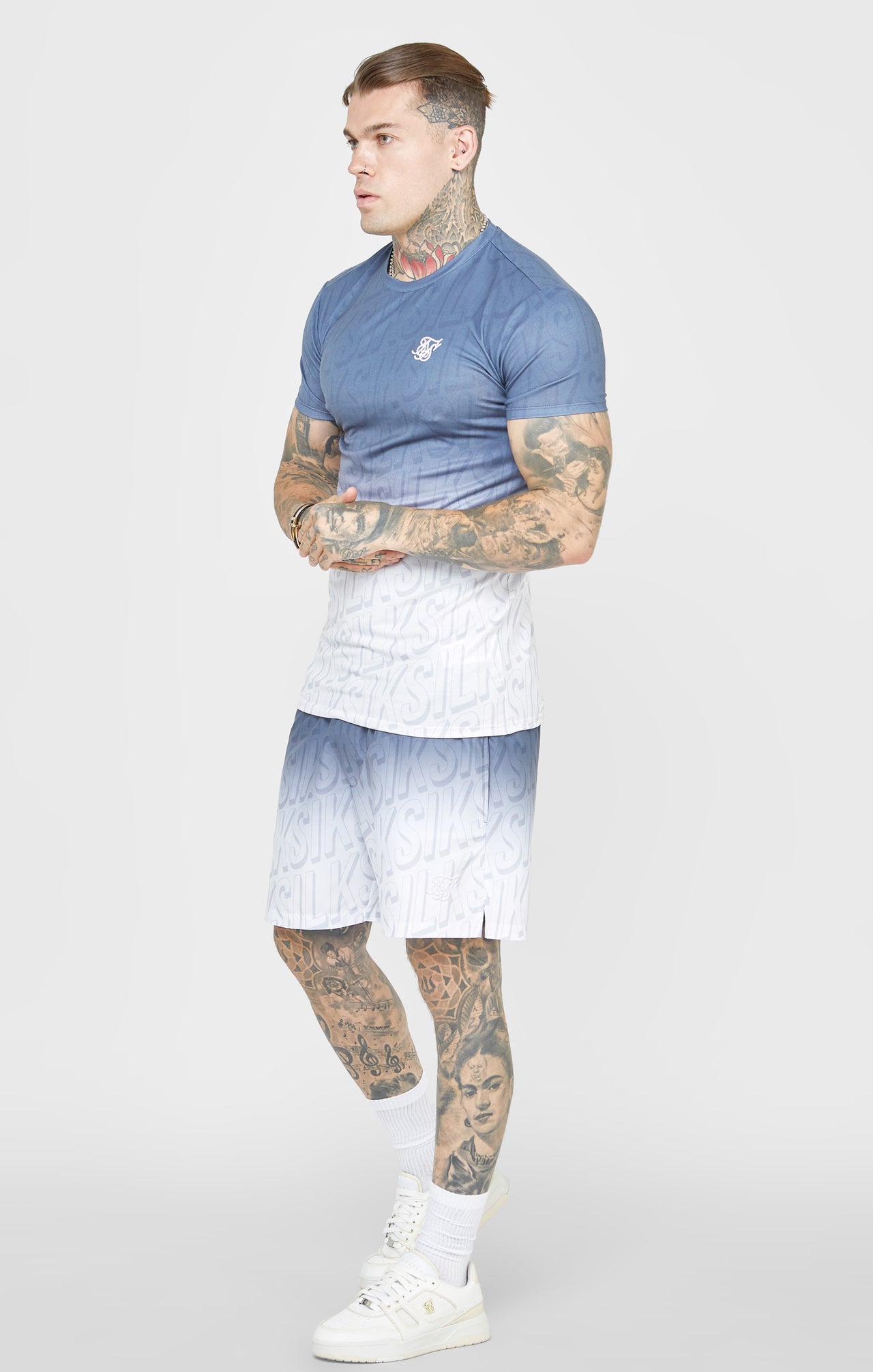 Navy Logo Fade Swim Short (2)