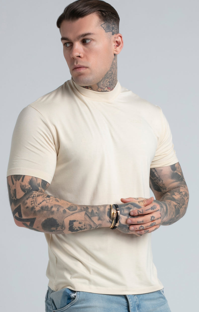Beige High Neck T-Shirt