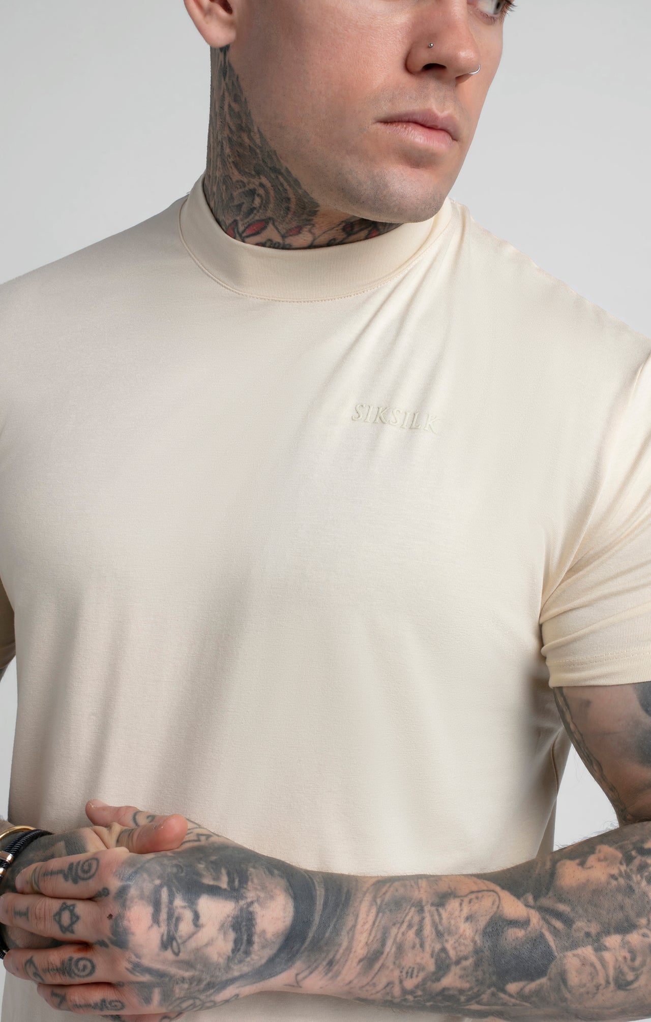 Beige High Neck T-Shirt (2)