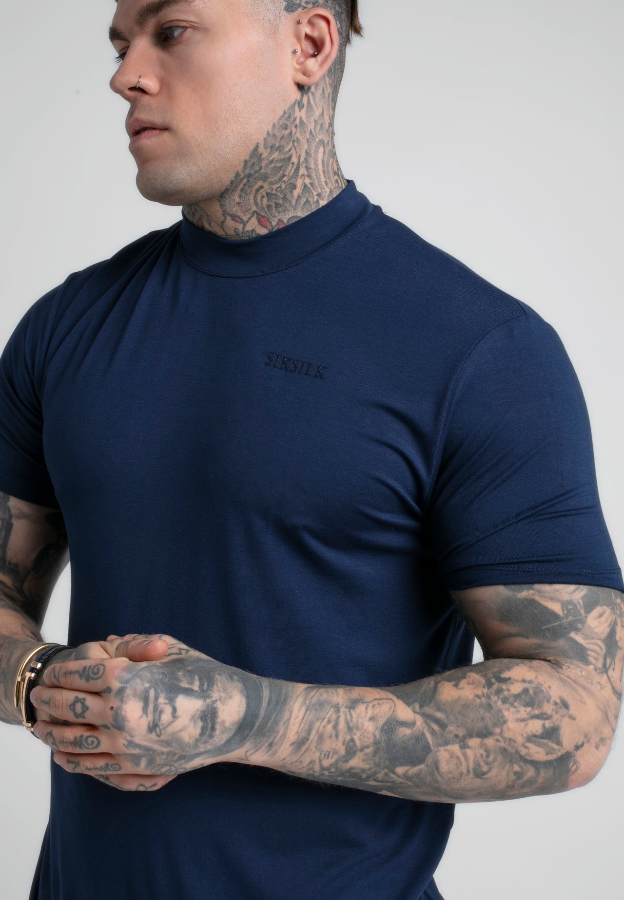 Navy High Neck T-Shirt (2)