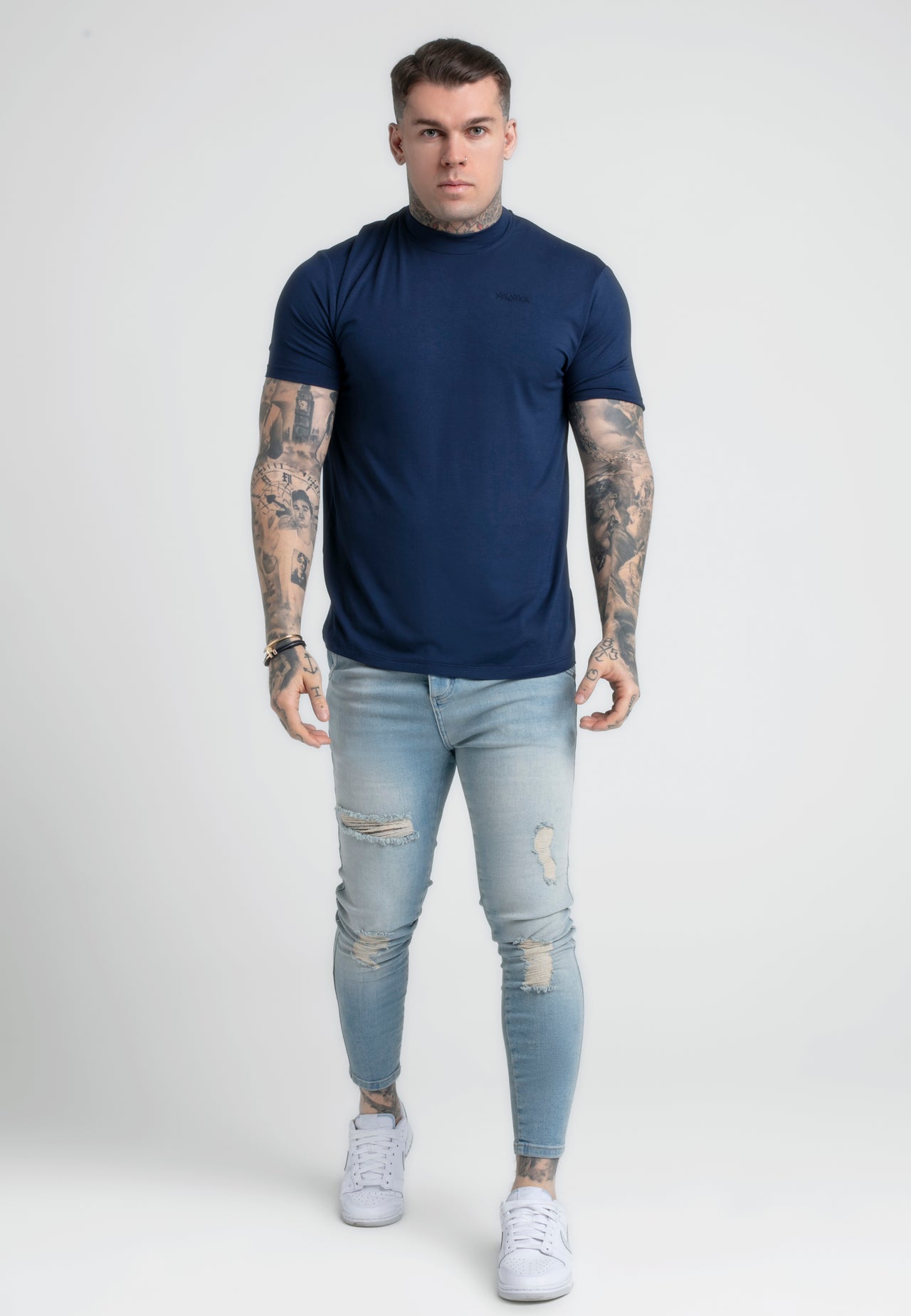 Navy High Neck T-Shirt (3)