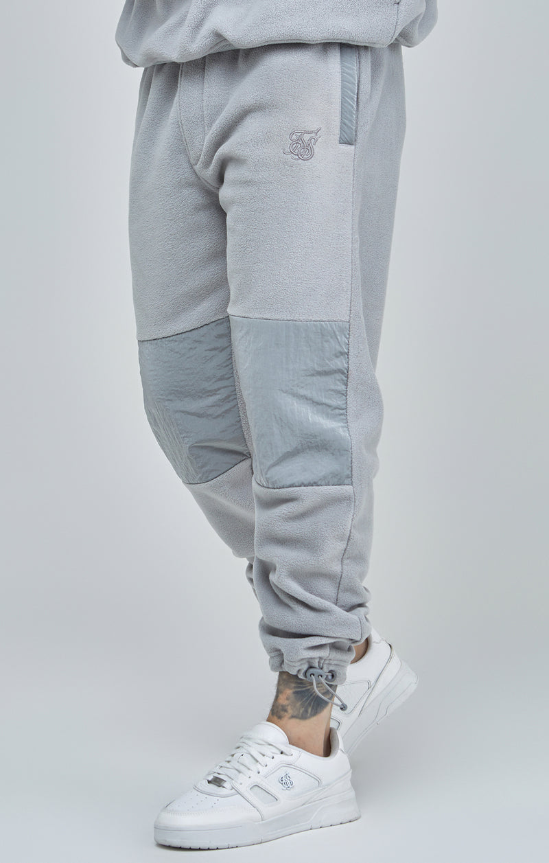 Grey Polar Fleece Panelled Cuffed Jogger