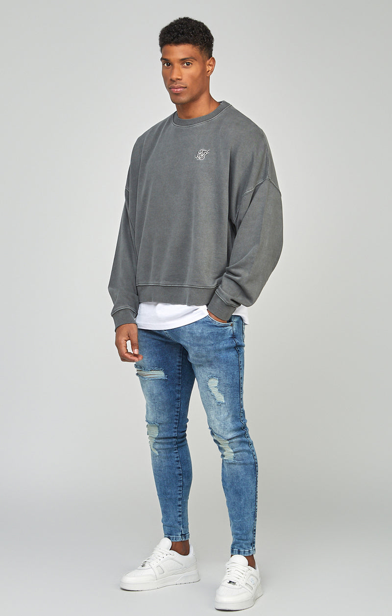 Black Garment Dyed Boxy Fit Sweatshirt (1)