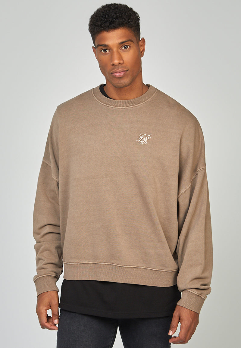 Brown Garment Dyed Boxy Fit Sweatshirt