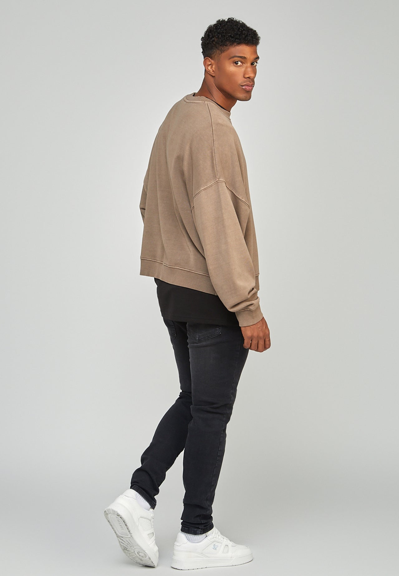 Brown Garment Dyed Boxy Fit Sweatshirt (3)