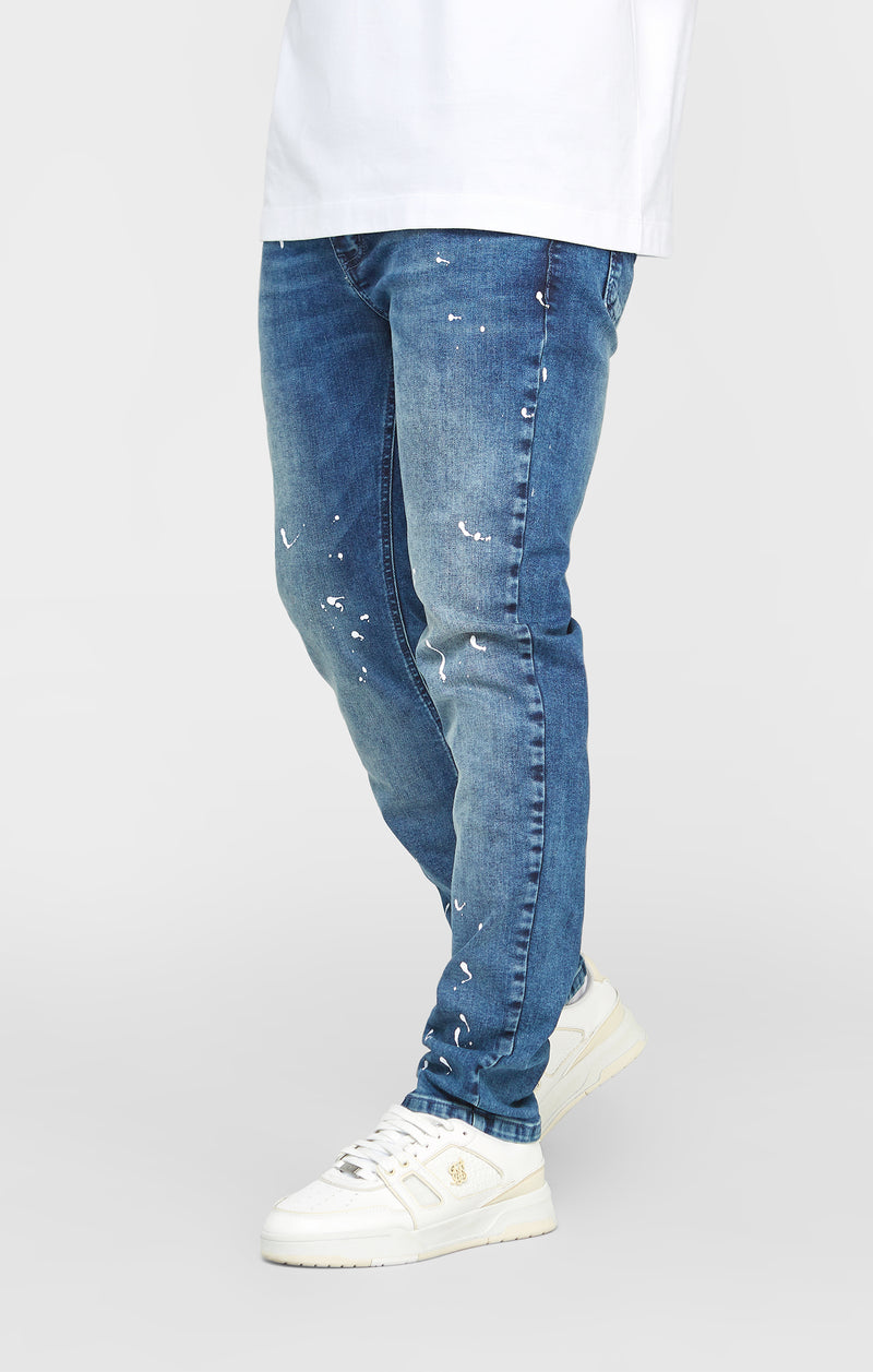 Blue Bleached Slim Fit Denim