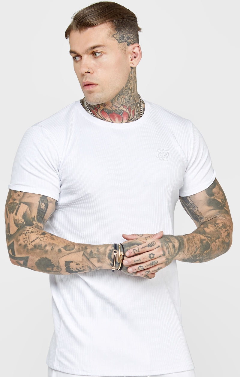White Rib Knit T-Shirt