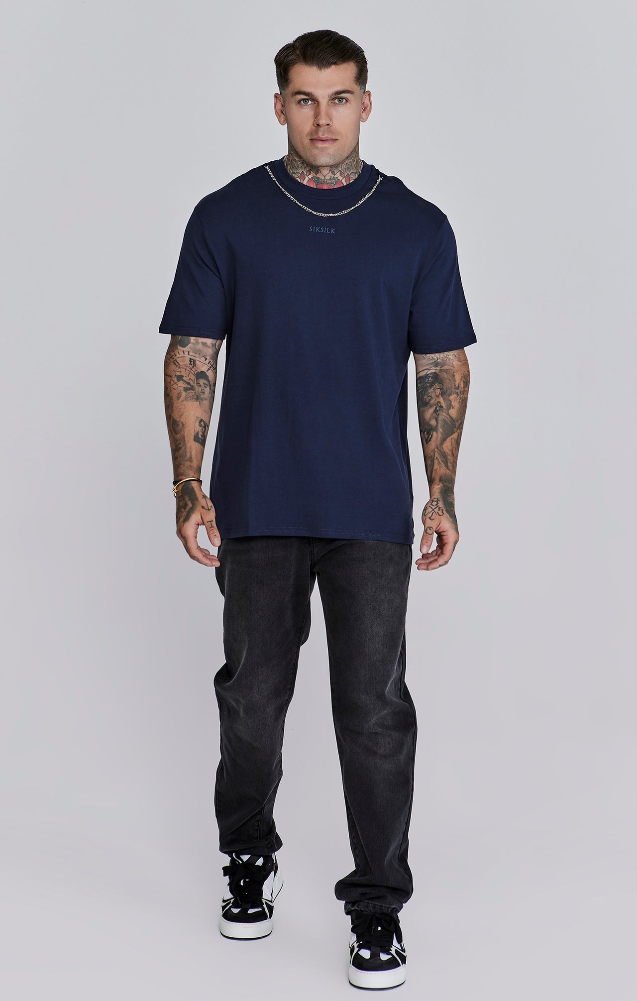 Navy Oversized Chain T-Shirt (1)