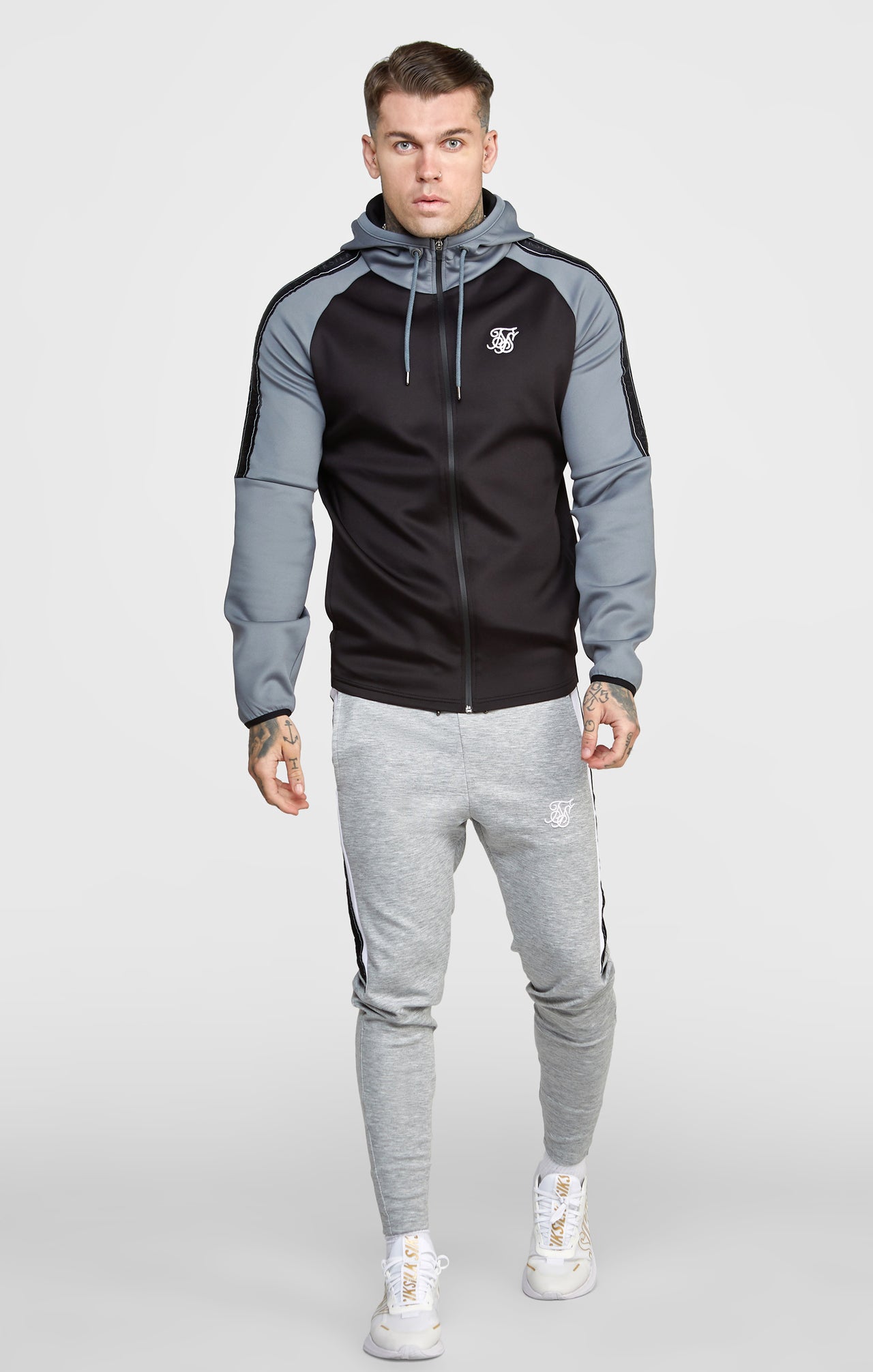 Grey Taped Zip Thru Track Top (2)