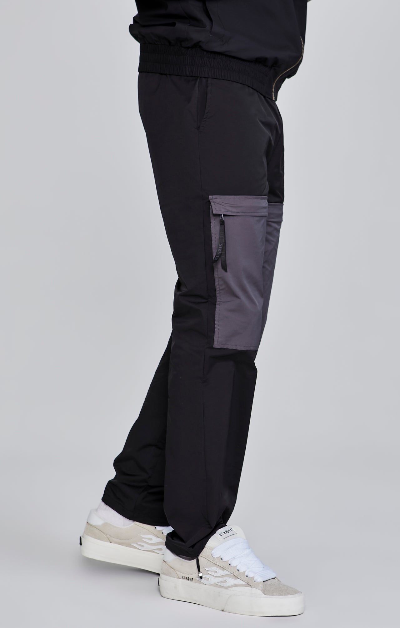 Black Cut And Sew Joggers (3)