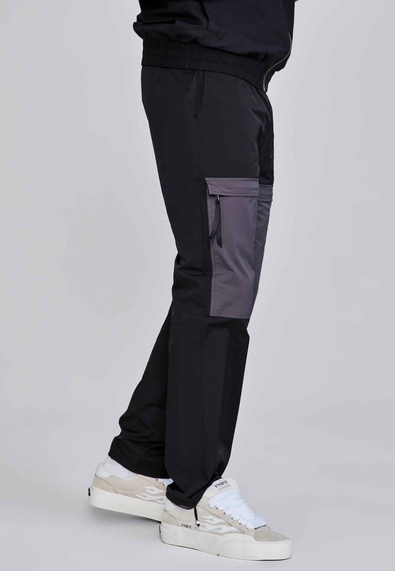 Black Cut And Sew Joggers (3)