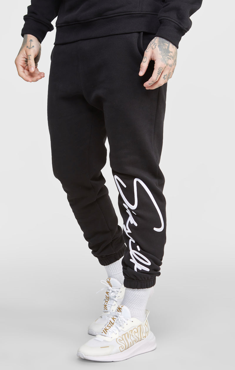 Black Script Embroidery Jogger