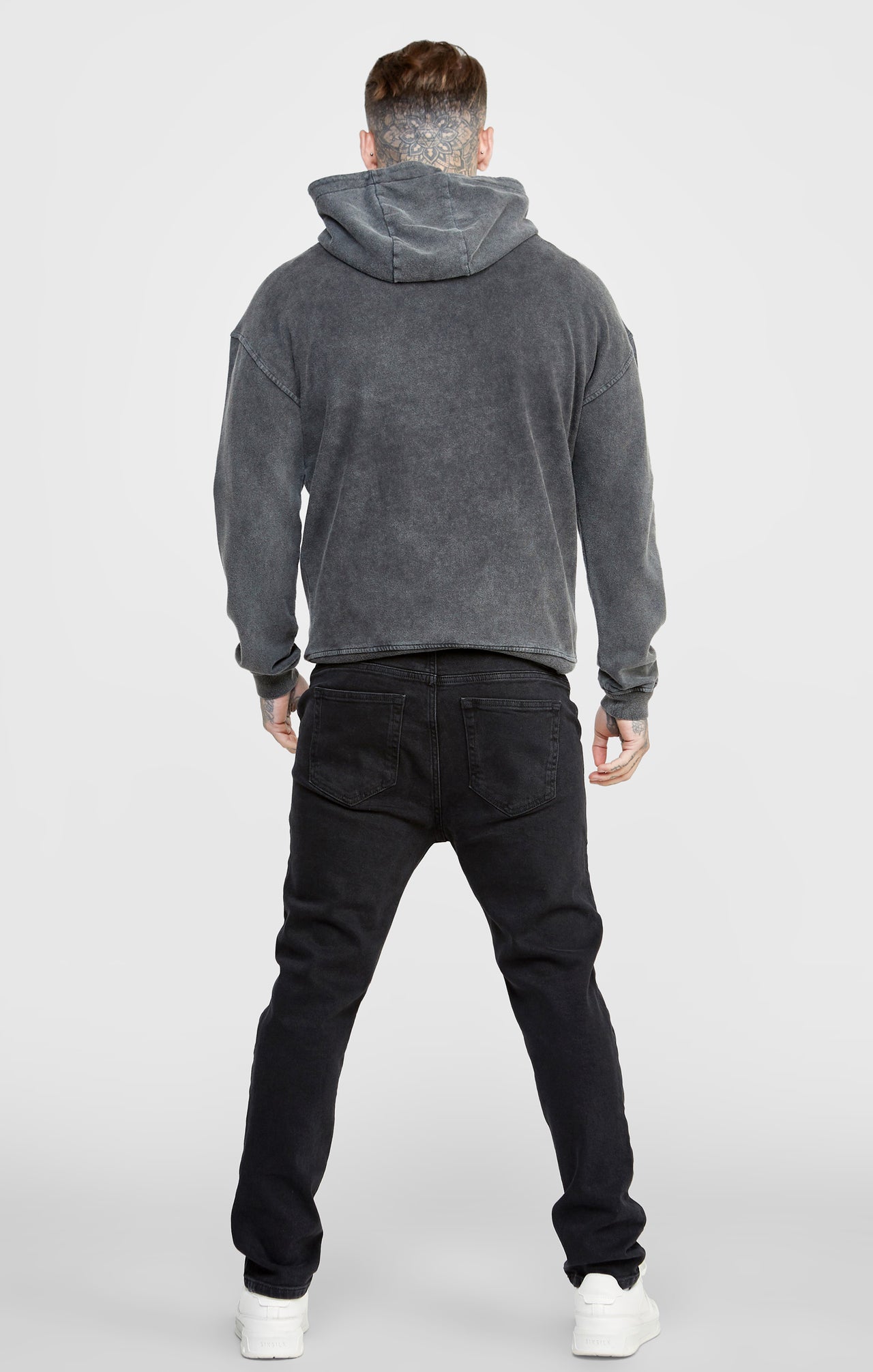 Black Graphic Slim Cropped Hoodie (4)