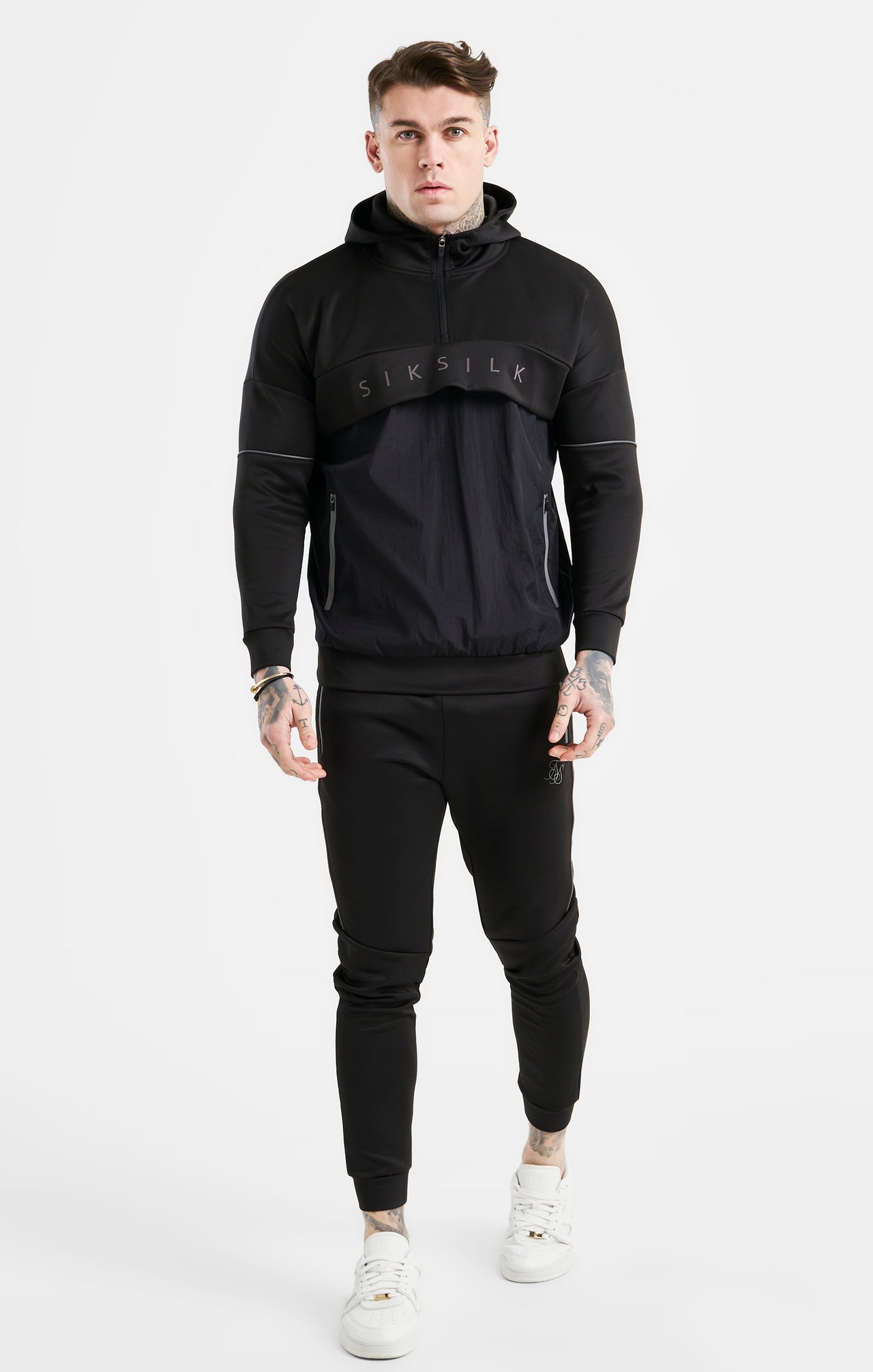 Black Panelled Hoodie (2)